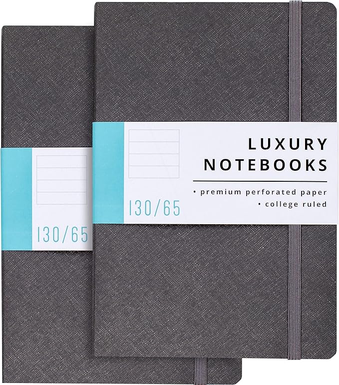 Papercode Lined Journal Notebooks (2-Pack) – Premium Writing Journals with 130 Pages, Soft Cover – Elegant Notebooks for Work, Travel, and College – Gray