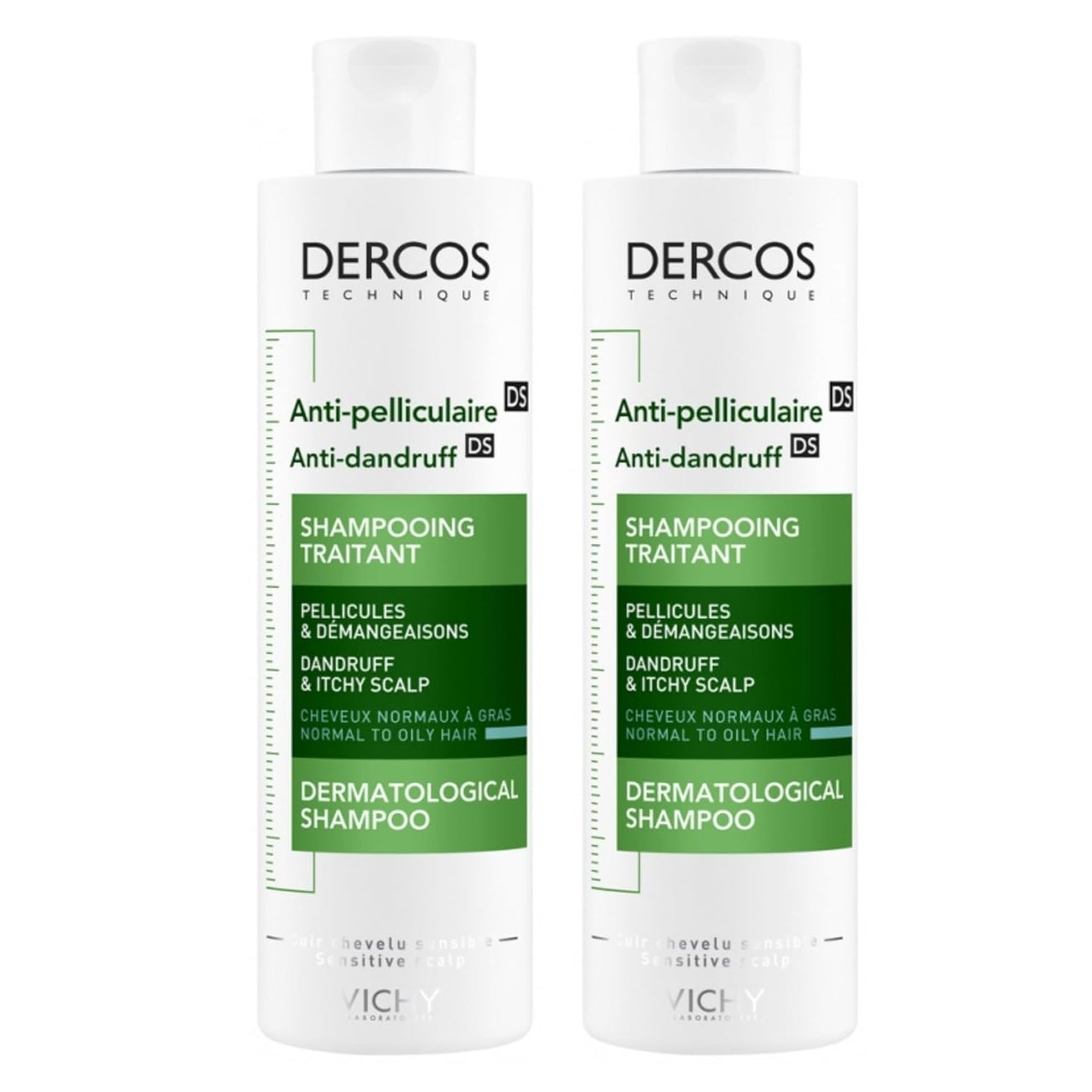 Vichy Dercos Anti-Dandruff Shampoo Normal to Oily Hair 200ml Pack of 2
