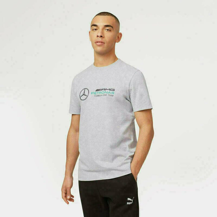 Mercedes Benz AMG Petronas F1 Unisex Large Logo T-Shirt - Gray| Shirt Size Medium | Available at Nest Elevate