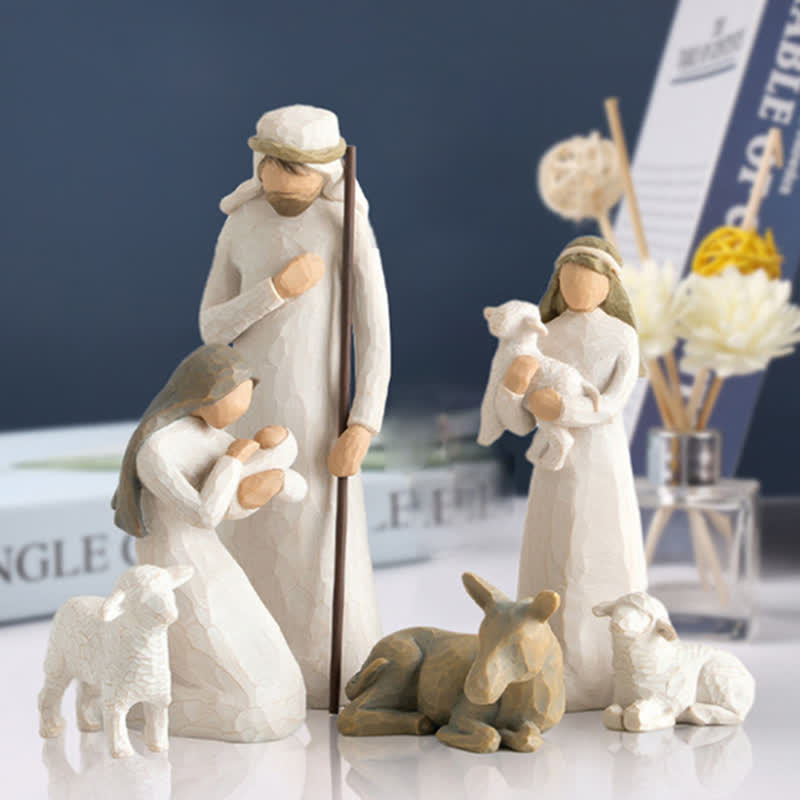 Nativity Figurines Set 6Pcs Sculpted Hand-painted Nativity Figures - Everyday Emporium