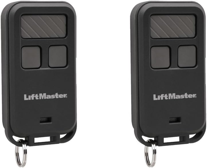 LiftMaster 890MAX Mini Keychain Garage Door Remote, 2‑Pack, Black with Gray Buttons