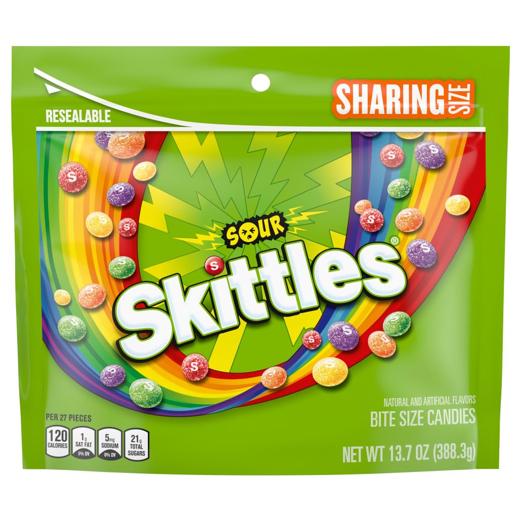 Skittles Sour Chewy Candy, Share Size, 13.7 oz Bag