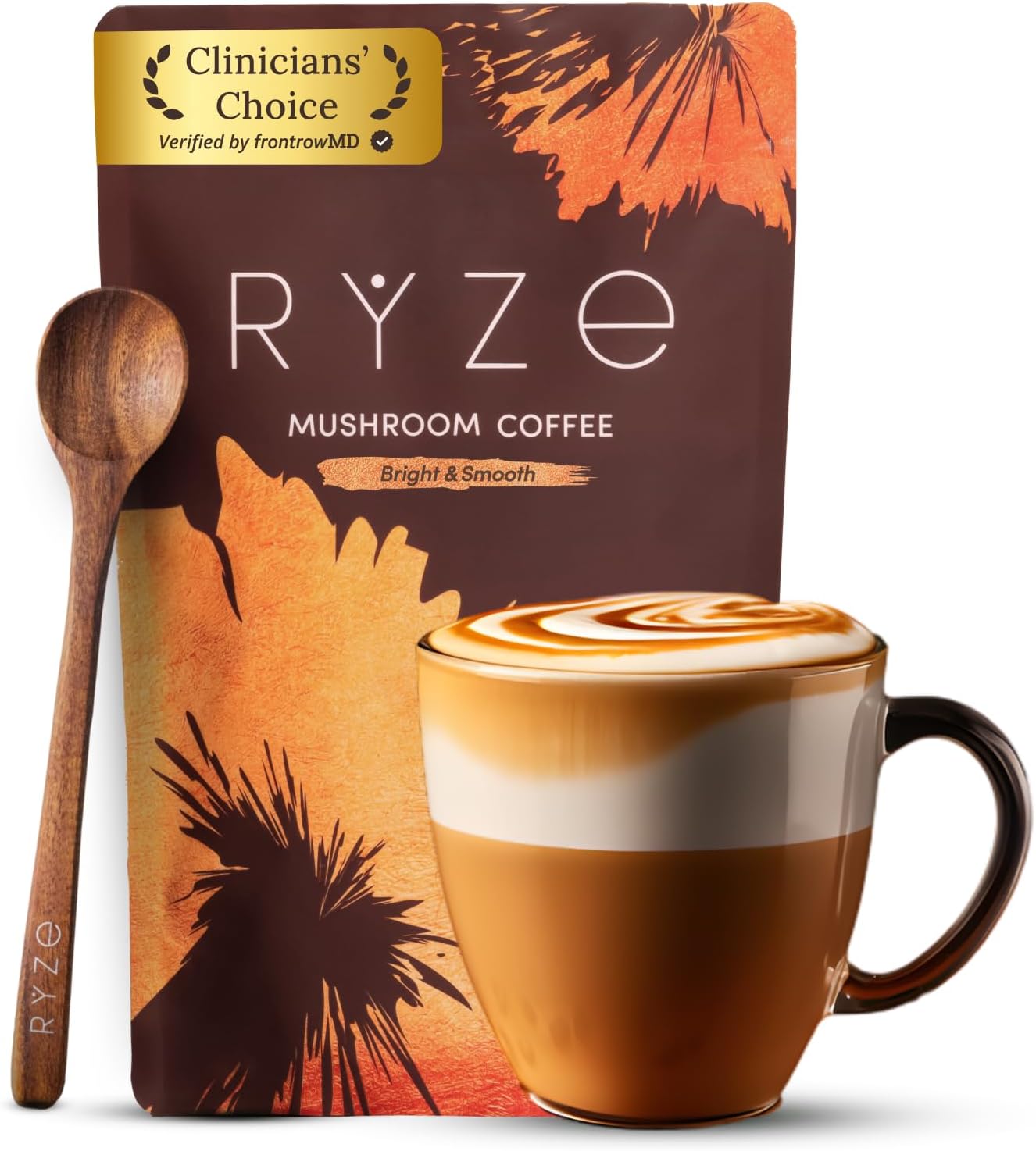 RYZE SUPERFOODS Mushroom Medium Roast Coffee USDA Organic with 6 Adaptogenic Mushrooms
