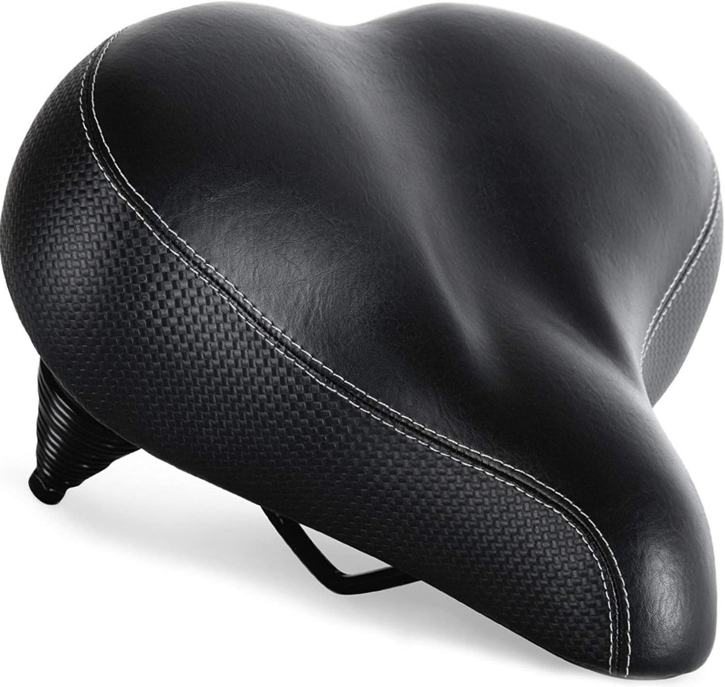 Bikeroo Extra Wide Bike Saddle – Memory Foam, Center Cutout, Spring Suspension – Indoor & Outdoor Bikes