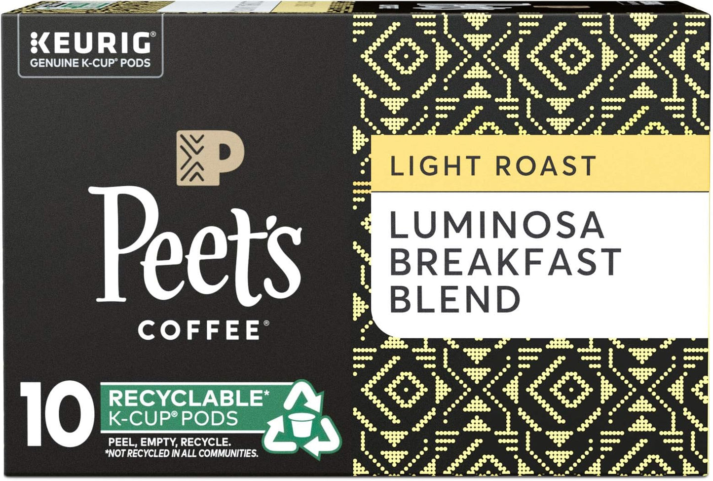 Peet's Coffee Luminosa Breakfast Blend Light Roast K-Cup Pods for Keurig Brewers, 10-Count (Pack of 6)