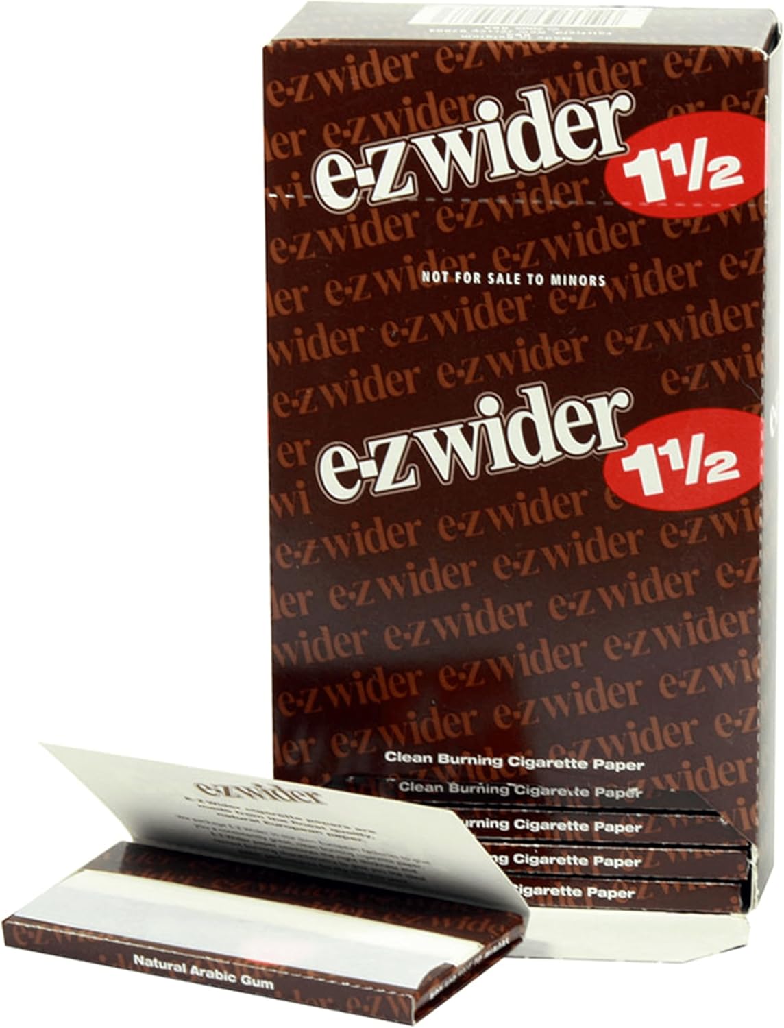 E-Z Wider 1 1/2" Classic Brown Rolling Papers – Box of 24 Booklets, 24 Leaves Each