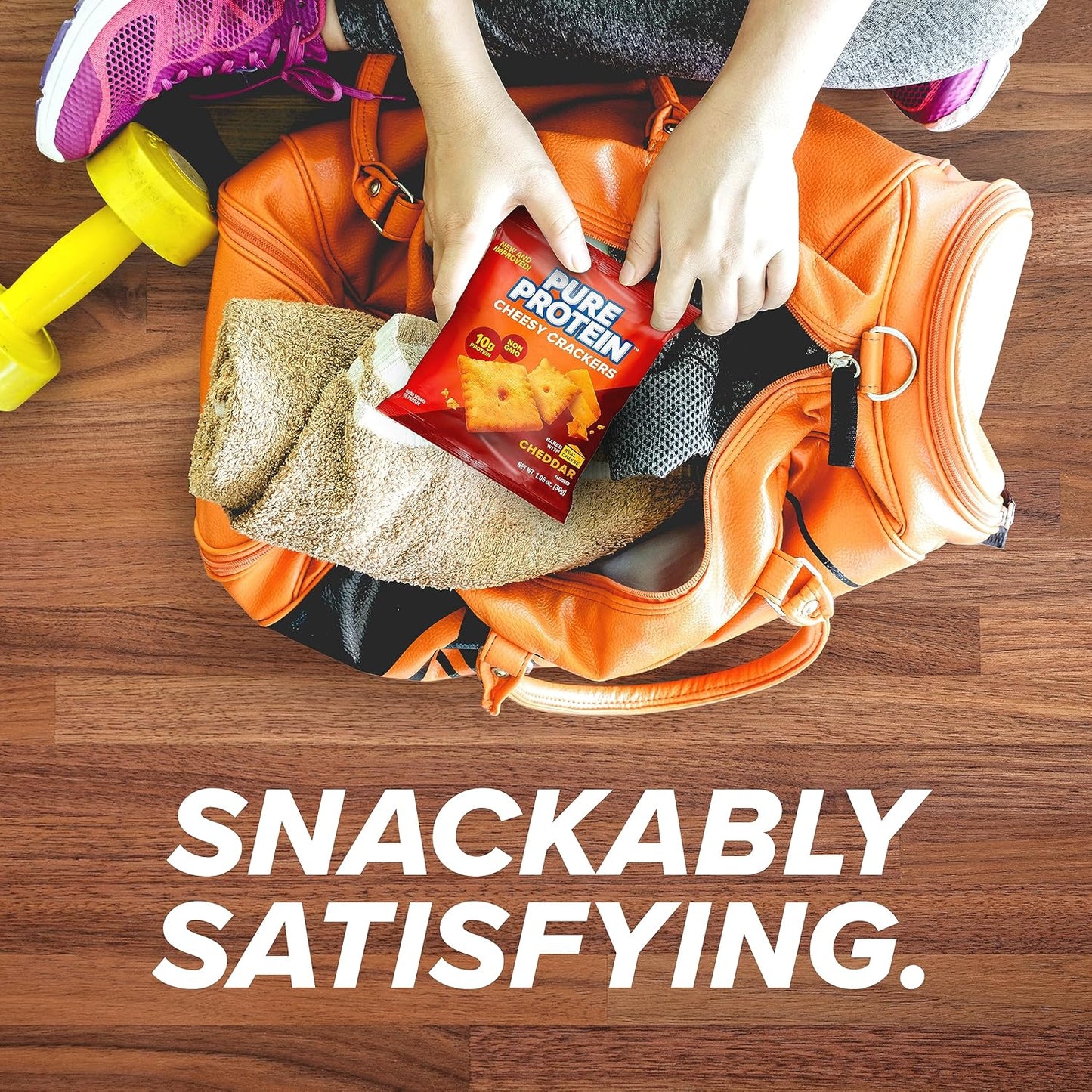 Pure Protein Cheddar Cheesy Crackers, High-Protein Snack with 10G Protein, 1.06 Oz, Pack of 12