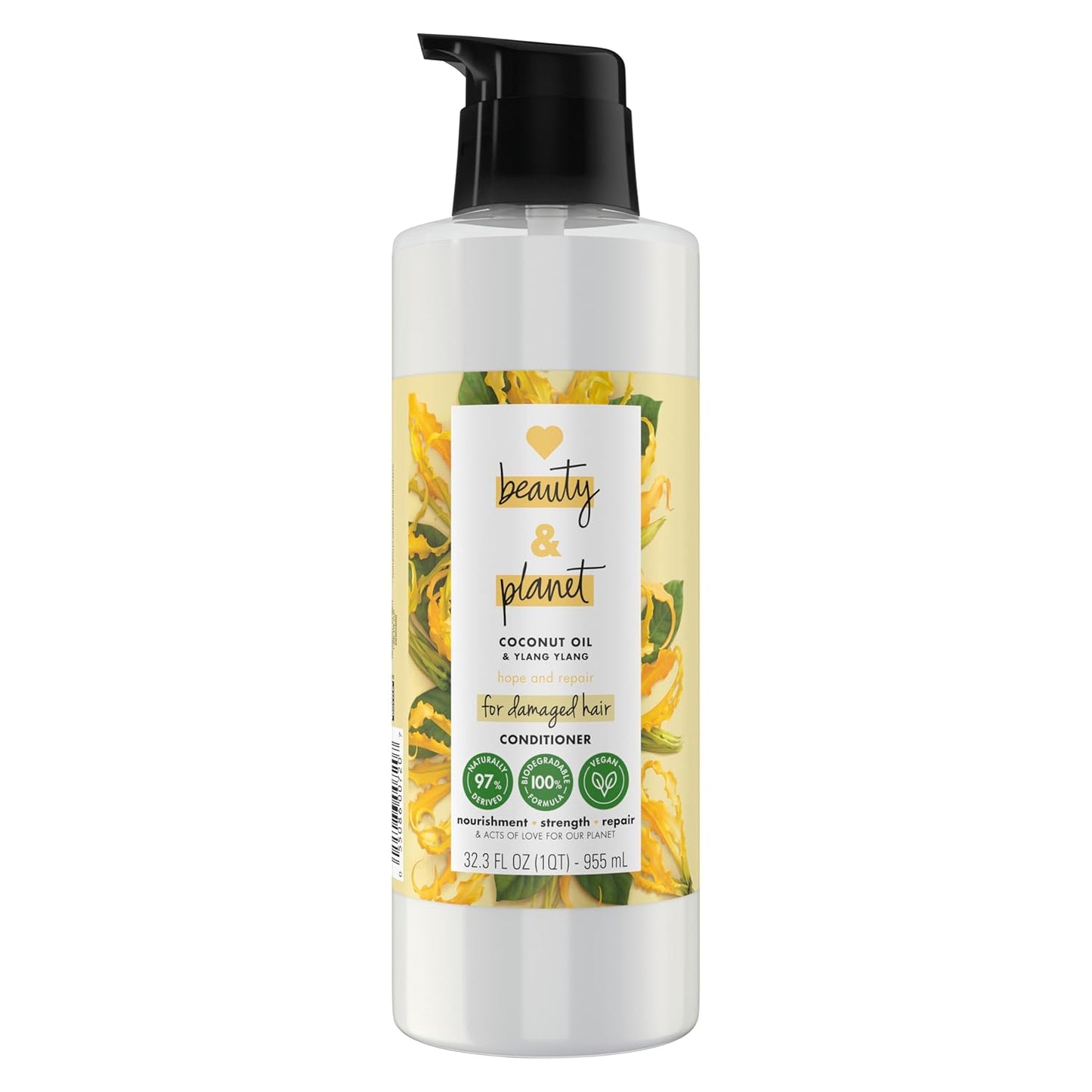 Love Beauty and Planet Conditioner 32.3 oz, Hope & Repair for Split Ends, Coconut Oil & Ylang Ylang, Vegan