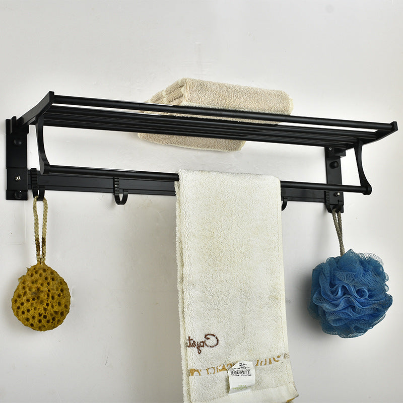 Bathroom Black Towel Rack Space