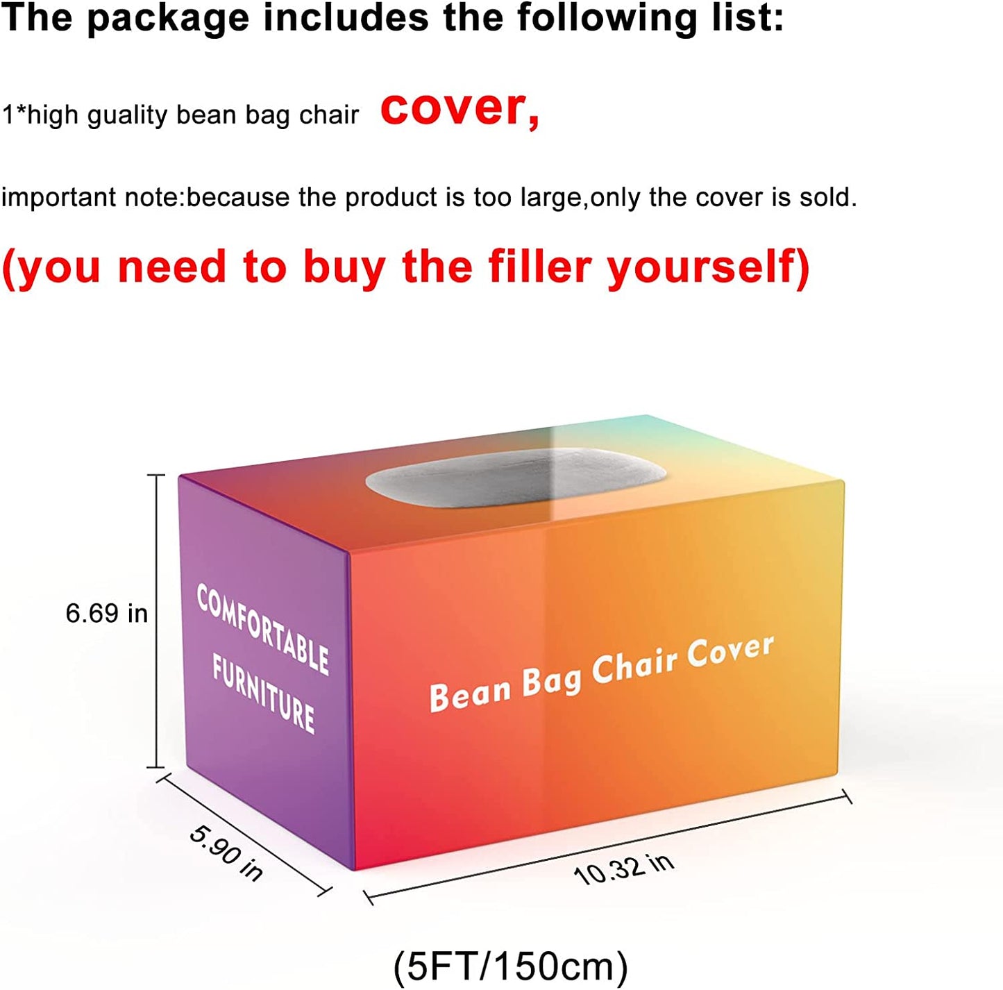 Bag Chair Coverit Was Only A Cover, Not A Full Bean BagChair Cushion, Big Round Soft Fluffy PV Velvet Sofa Bed Cover, Living Room Furniture, Lazy Sofa Bed Cover,6ft Dark Grey