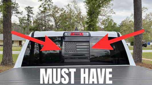 American Flag Rear Window Decal for Dodge Ram 2009–2026 | Matte Black Sliding Back Glass Sticker