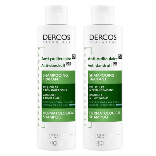 Vichy Dercos Anti-Dandruff Shampoo Normal to Oily Hair 200ml Pack of 2