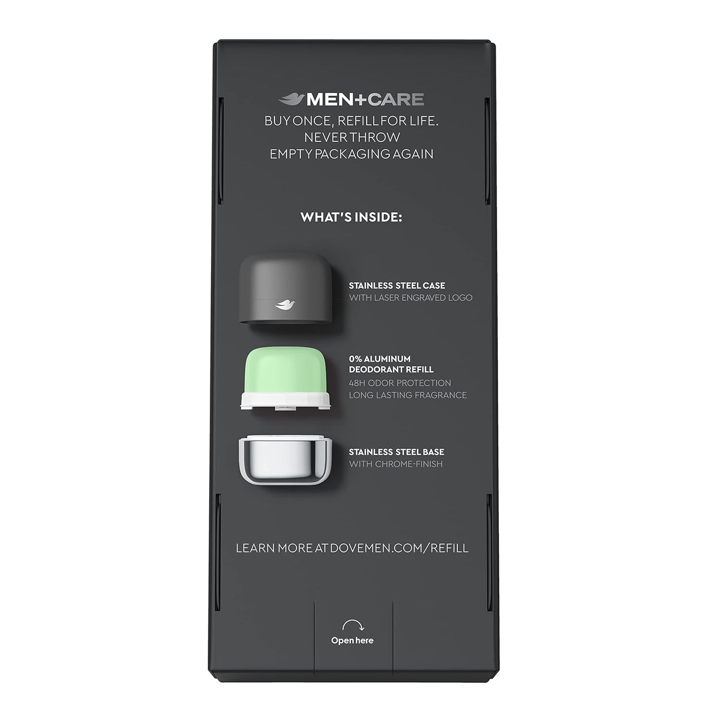 Dove Men+Care Refillable Deodorant Kit, 0% Aluminum, Fresh Feel, Aluminum-Free Deodorant, 1.13 oz.