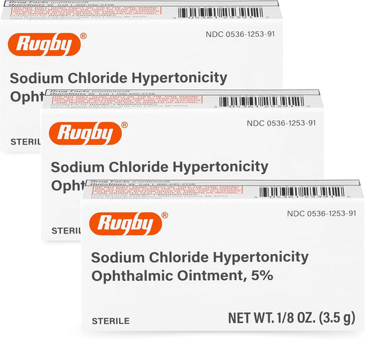 Rugby Sodium Chloride 5% Ophthalmic Ointment – Corneal Edema Relief – 0.125 oz, 3 Pack