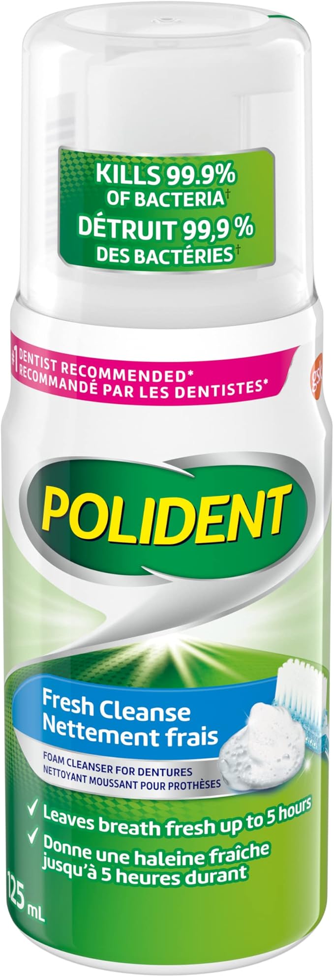 POLIDENT Fresh Cleanse Foaming Denture Cleanser, 125ml