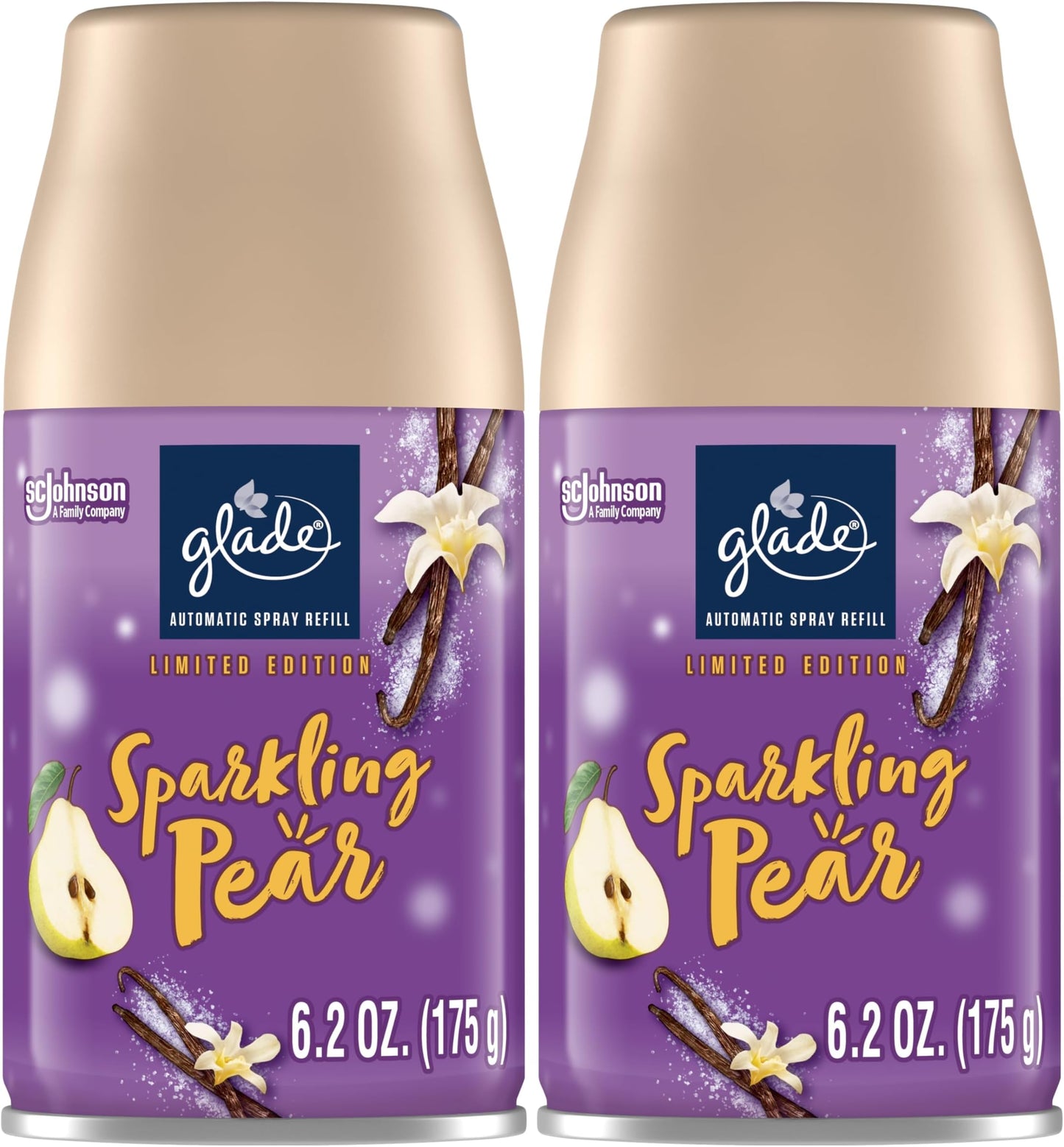 Glade Automatic Spray Refill, Sparkling Pear Air Freshener for Home & Bathroom, Limited Edition Scent, 6.2 Oz, 2-Pack