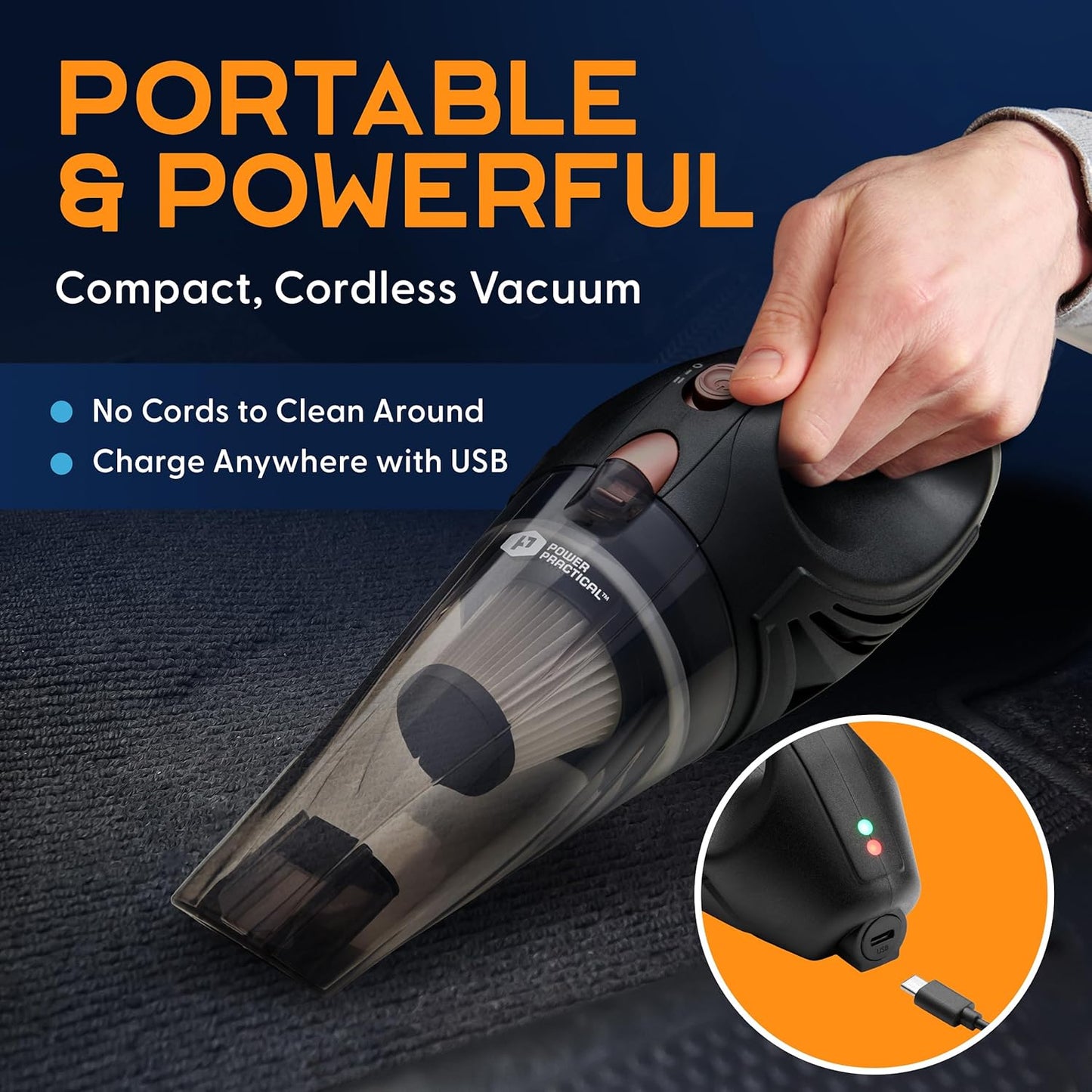 ThisWorx Portable Car Vacuum Cleaner – Handheld Mini Vacuum with 16ft Cord, Bag & Attachments – Compact Vacuum for Cars, RVs, Boats & Travel – Essential Car Accessory