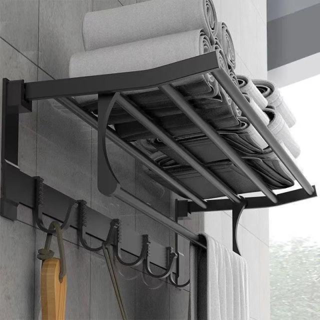 Bathroom Black Towel Rack Space