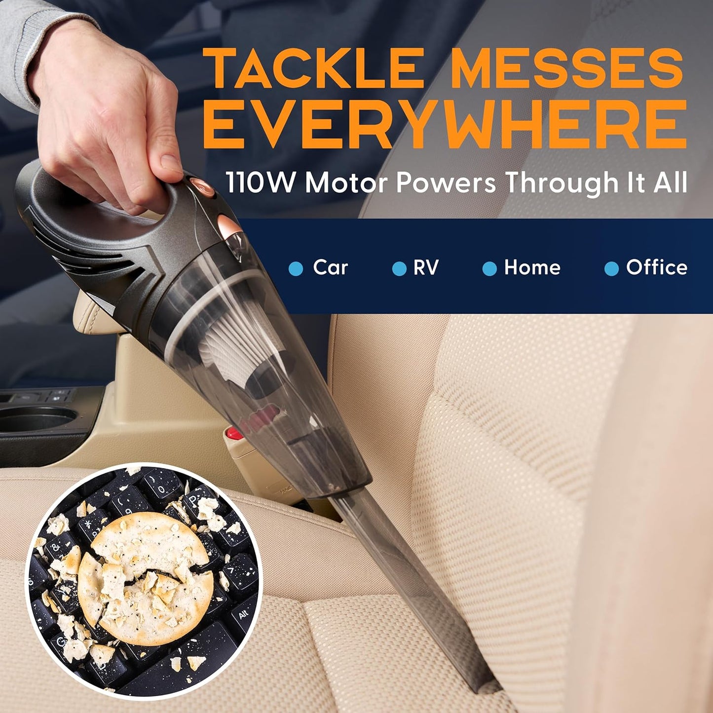 ThisWorx Portable Car Vacuum Cleaner – Handheld Mini Vacuum with 16ft Cord, Bag & Attachments – Compact Vacuum for Cars, RVs, Boats & Travel – Essential Car Accessory