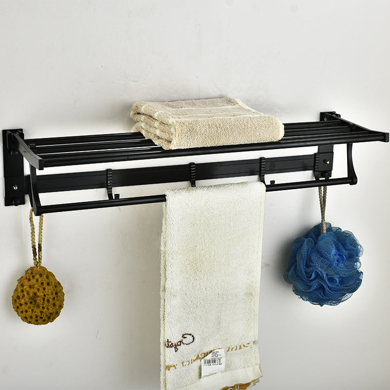 Bathroom Black Towel Rack Space