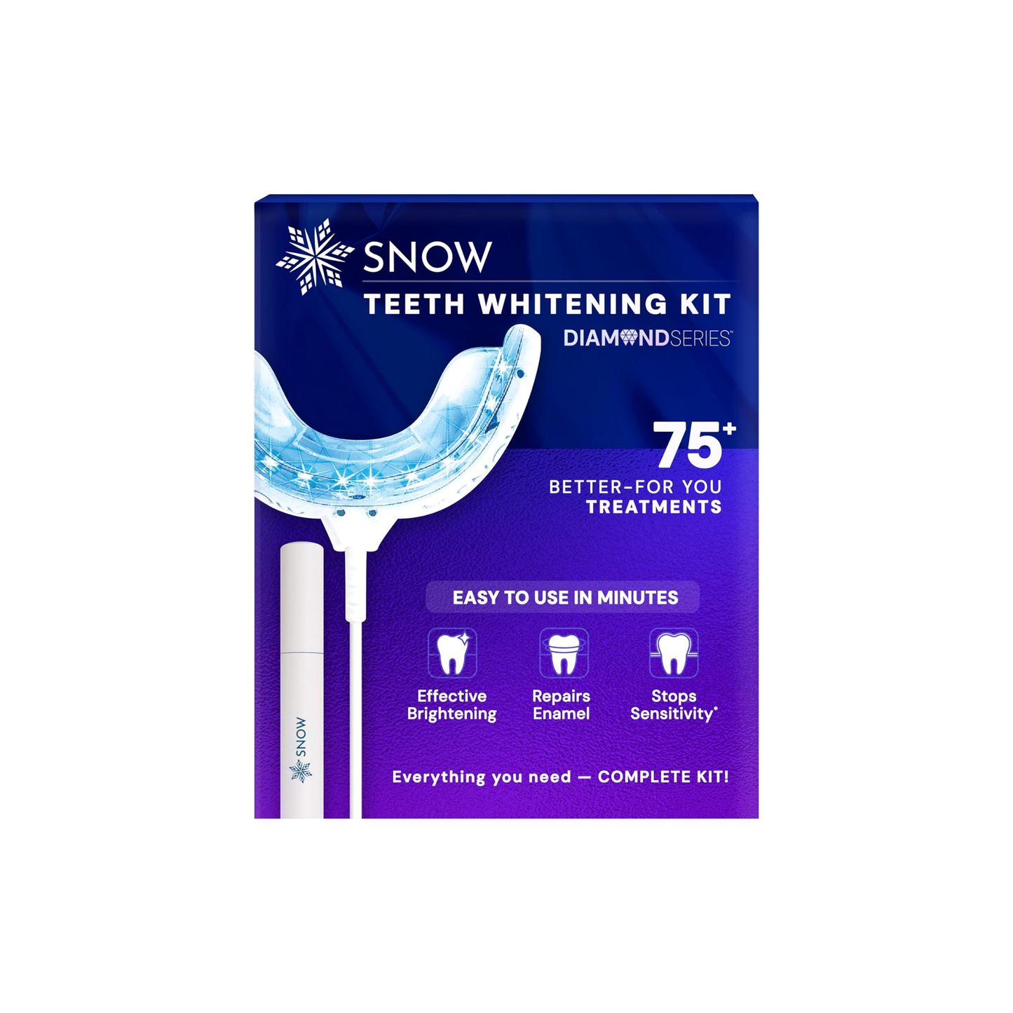 Snow Teeth Whitening Kit with LED Mouthpiece – Whitening Serum with Hydroxyapatite, 2 Month Supply, Wired Kit with 1 Wand